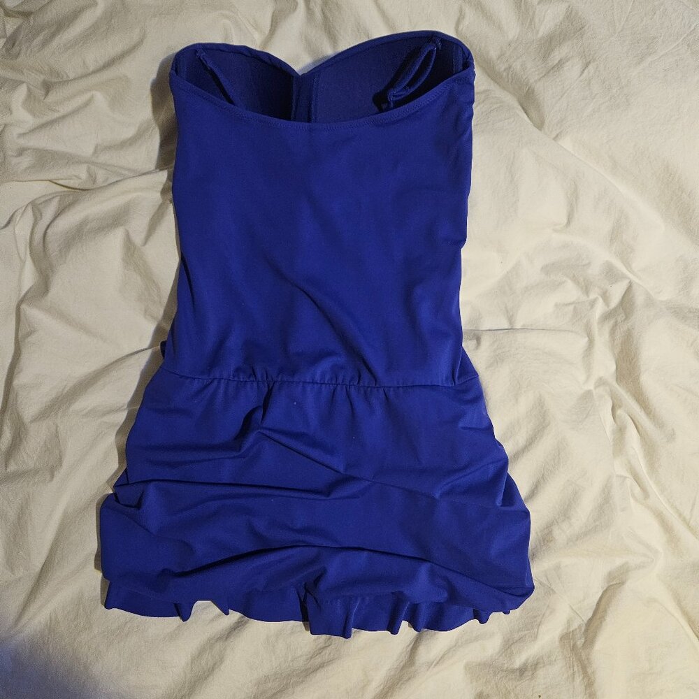 DOBREVA royal blue size 8 swimsuit, almost brand new with ruffled bottom